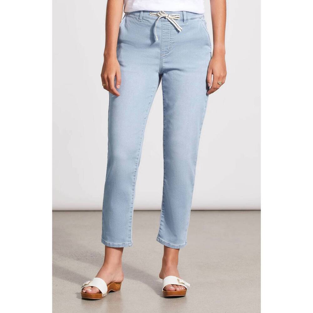 NEW TRIBAL audrey drawcord-waist knit joggers in tide blue